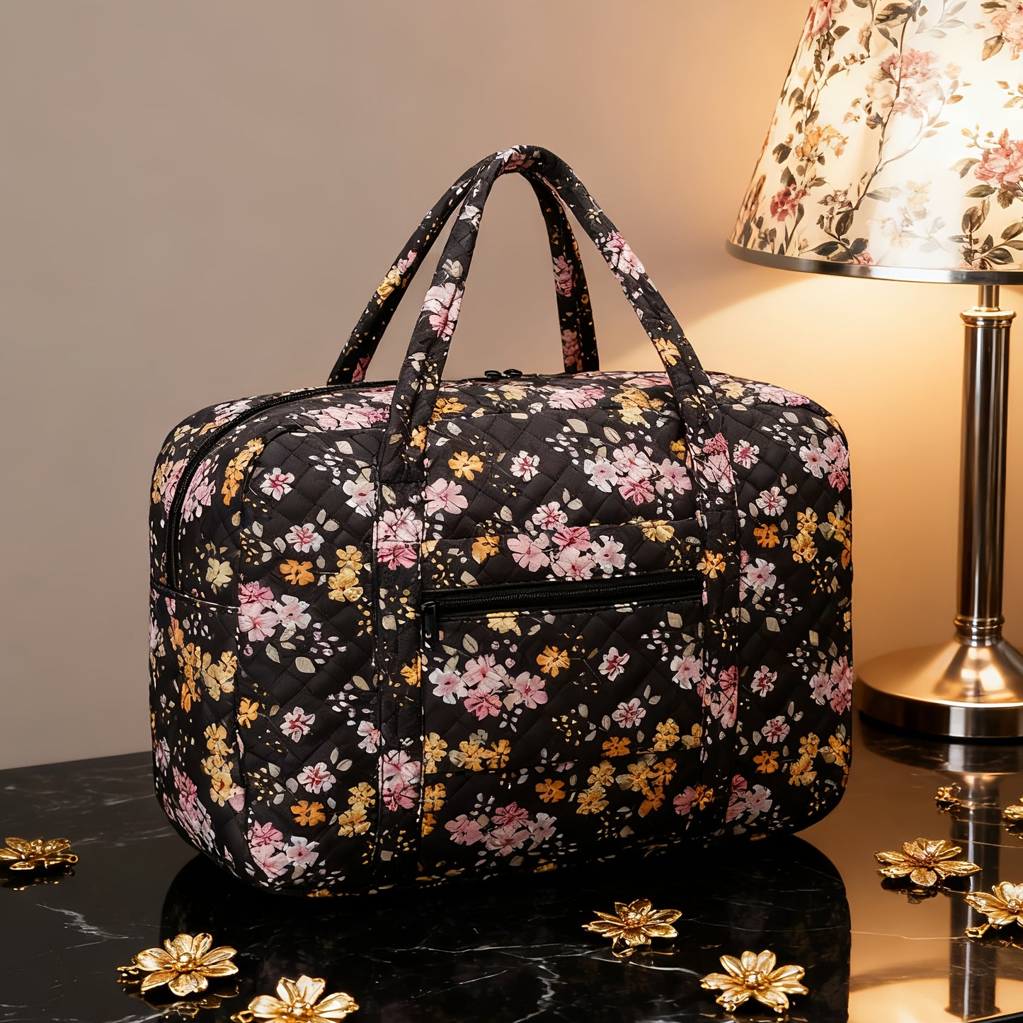 Borsa da Viaggio e Palestra da 25L per Donna - Ispirata ai Fiori di Ciliegio Rosa - Borsa a Mano Leggera e Resistente con Scomparto per Laptop, Multiscomparto, Rosa Pastello/Bianco/Viola per Aereo, Palestra, Weekend, Regalo di Natale