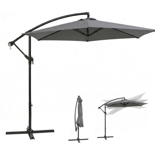Ombrellone a banderuola Sekey 300 cm con tettuccio inclinabile, ombrellone con palo in alluminio da 48 mm e 6x stecche in acciaio, ombrellone da giardino e terrazza rotondo pieghevole, inclusa cinghia aggiuntiva antisgambo