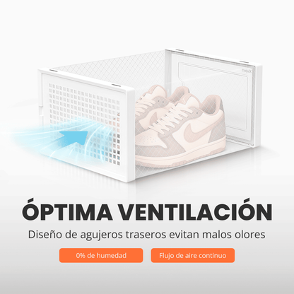RELAXTY Organizzatore Scarpe – Scatole per Scarpe Impilabili Trasparenti con Apertura Frontale, Sistema Anti-Ribaltamento e Ventilazione