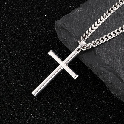 Collana con ciondolo a croce in argento 925 con catena classica, accessori di gioielleria in stile hip-hop per feste, regalo per San, festa del papà, confezione regalo inclusa
