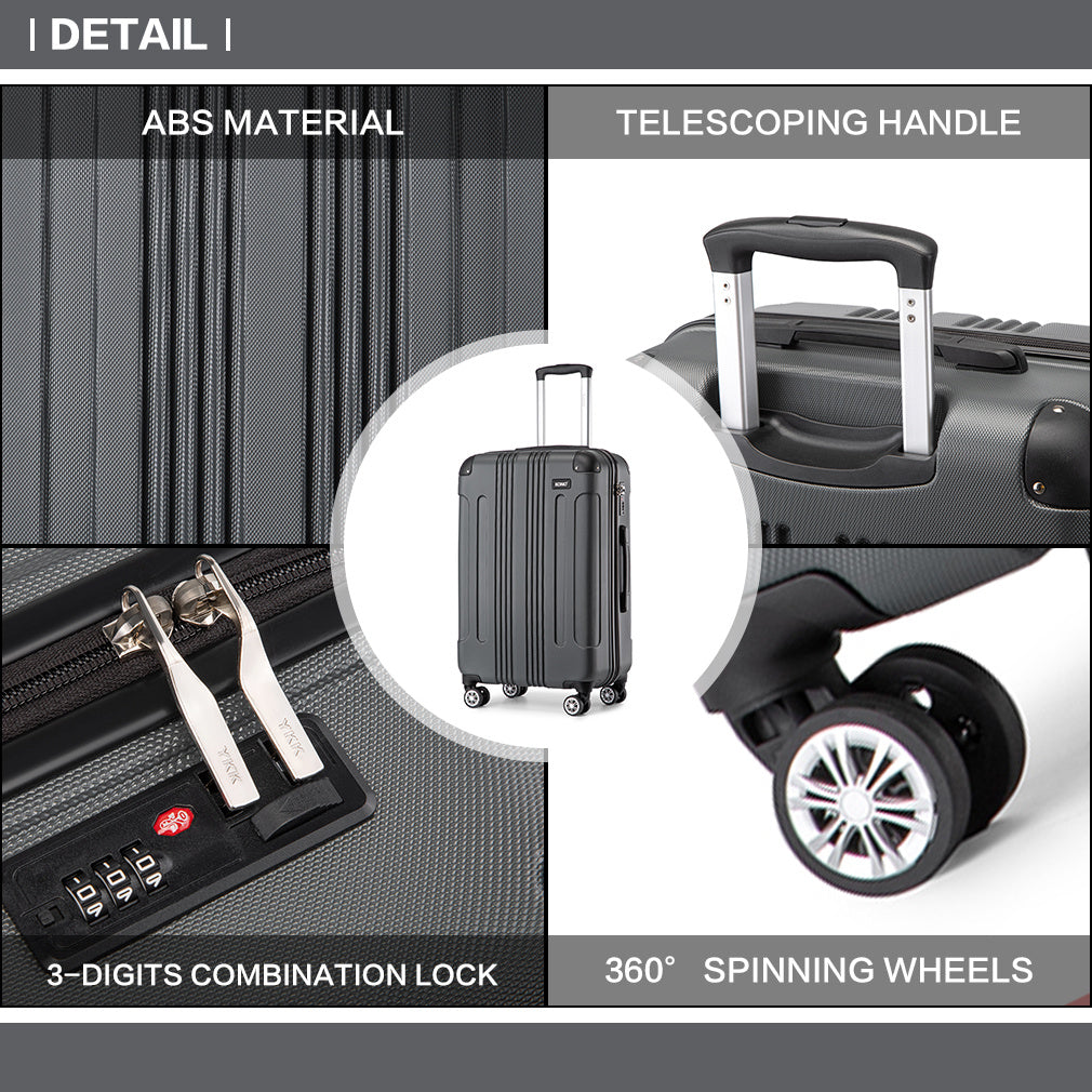 Valigia da imbarco 55x35x20cm a guscio rigido in ABS con trolley da viaggio, bagaglio a mano da cabina, 33L, regalo per Black Friday, Giorno del Ringraziamento, Natale