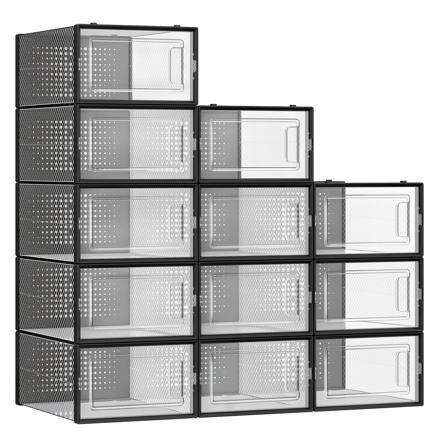 Set da 12 pezzi, Scatola per scarpe trasparente con apertura laterale, Scatola porta scarpe a grande capacità, Mobiletto/Scatola porta scarpe per la casa