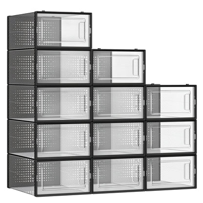 Set da 12 pezzi, Scatola per scarpe trasparente con apertura laterale, Scatola porta scarpe a grande capacità, Mobiletto/Scatola porta scarpe per la casa