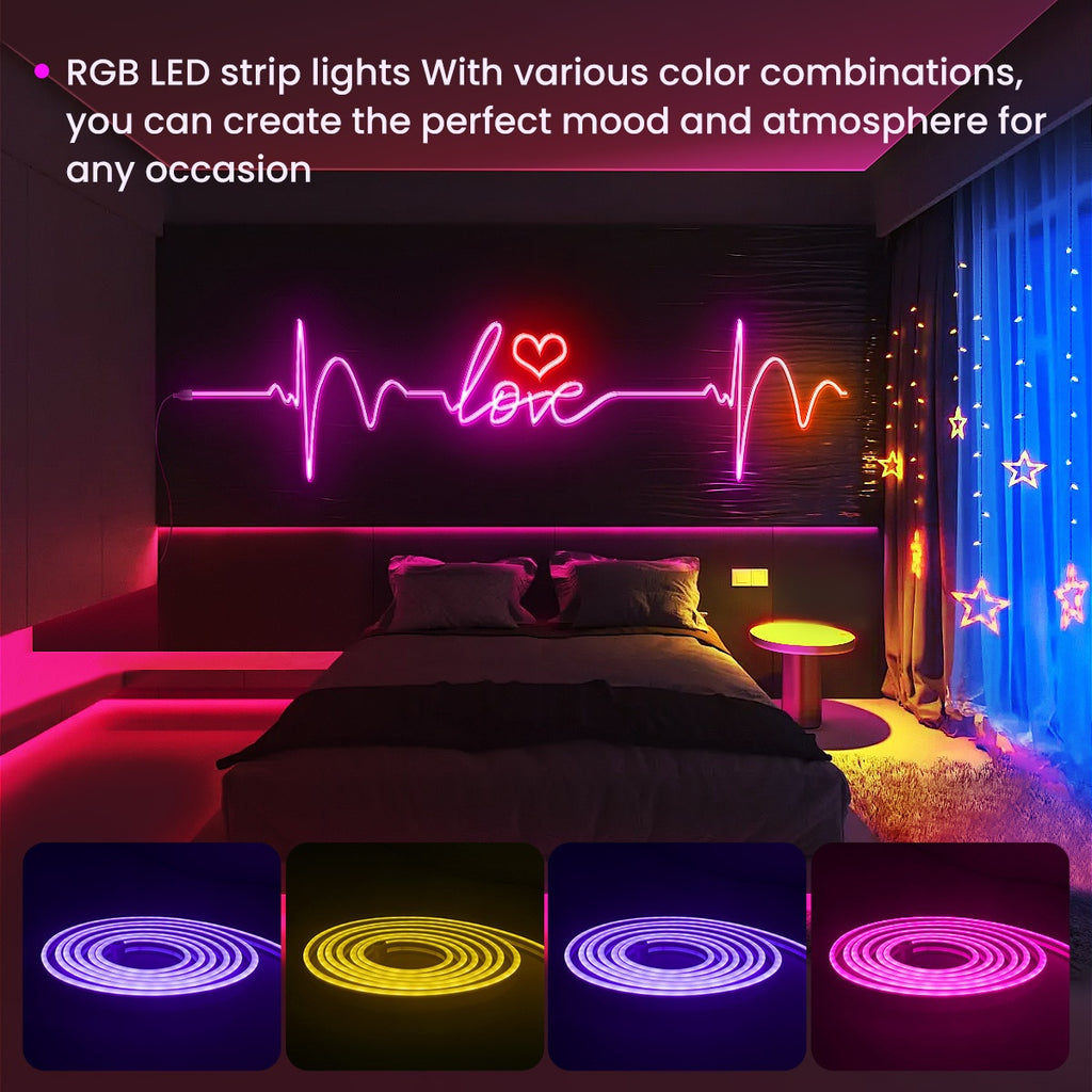 Luci LED Neon a Corda Flessibili 30/20/15/10/5m, Controllo via App/Telecomando, Modalità Multiple, Luci Neon RGB