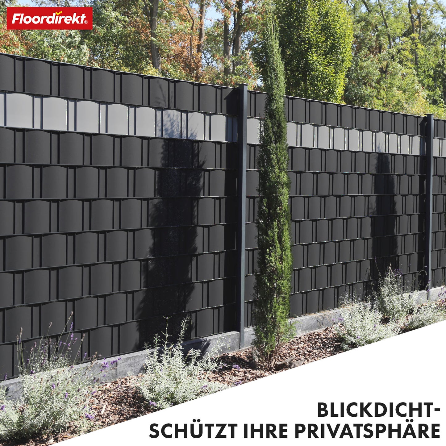 Striscia PVC per Privacy per Recinzione a Doppio Filo – Rotolo da 35m, Altezza 19cm, Include 20 Clip, Disponibile in 3 Colori e 4 Design