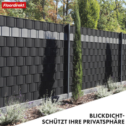 Striscia PVC per Privacy per Recinzione a Doppio Filo – Rotolo da 35m, Altezza 19cm, Include 20 Clip, Disponibile in 3 Colori e 4 Design