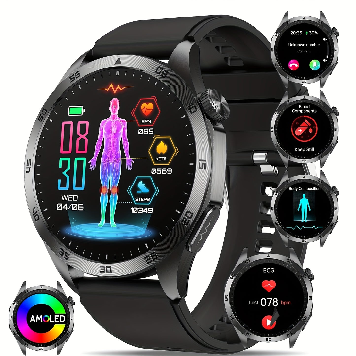 Smartwatch 2026: Batteria a lunga durata da 380mAh, Display AMOLED da 3.63cm, Chiamate BT5.2, Menstruo & Previsioni Meteo, Modalità Multi-Sport, Ricarica Magnetica, Assistente Vocale/SOS, Per Telefoni Android & IOS, Regalo Per Lui & Lei