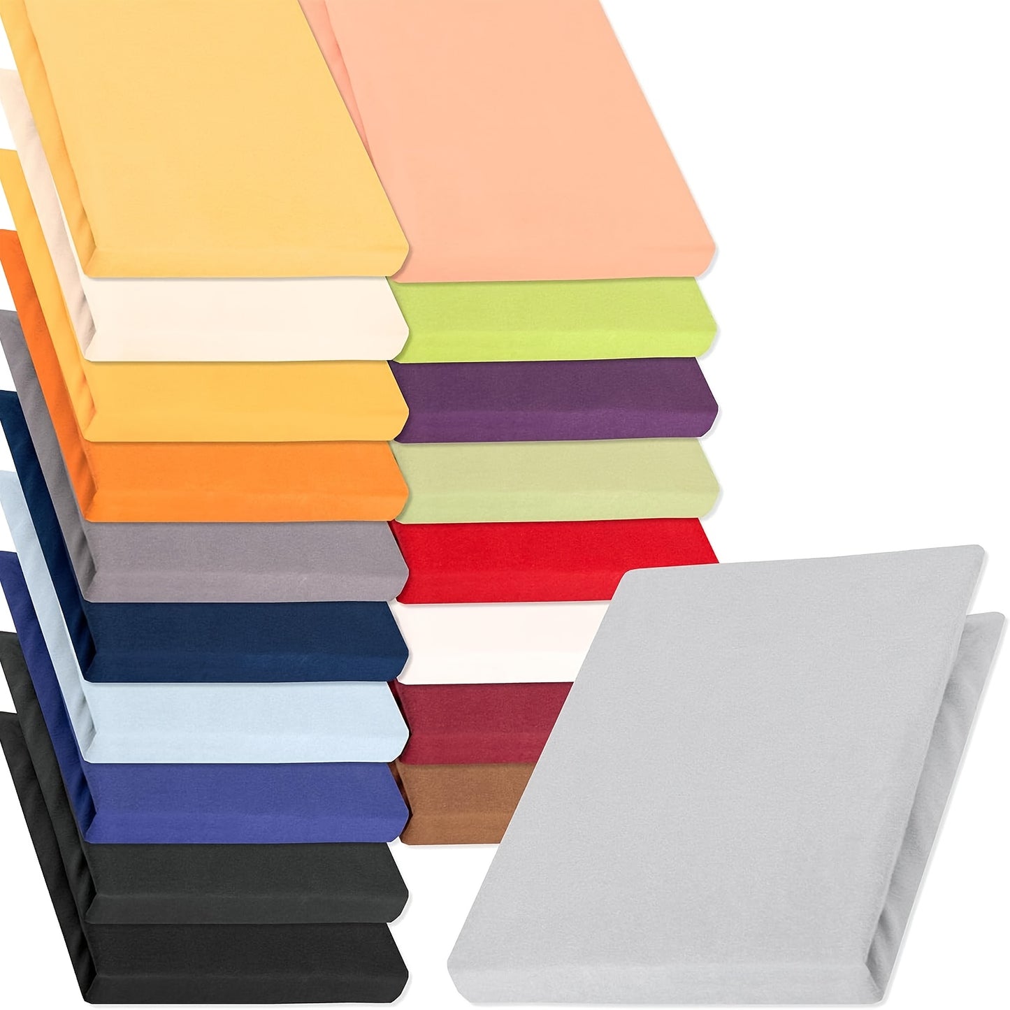 Lenzuolo con angoli 1 pz in puro cotone egiziano 100%, design con elastico tutt'intorno, tinta unita, adatto a materassi da 90x200 a 200x220 cm, traspirante, lavabile, a copertura totale, lenzuolo perfettamente aderente