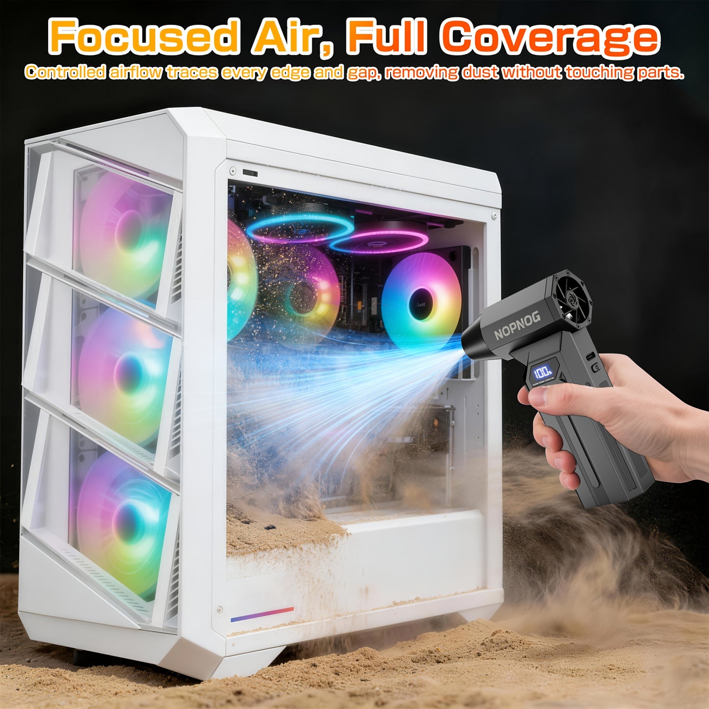 8400000RPH Soffiatore Elettrico, Turbo Blower con Schermo LED, Ventola Jet Ricaricabile Senza Fili Potente, Adatto a Vari Scenari Come Campeggio All'aperto, Pulizia Auto, Pulizia Computer, Ecc.