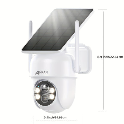 ANRAN da Esterno 3MP Senza Fili con Batteria di Riserva, Visione Notturna a Colori, Rilevamento Persone e Audio Bidirezionale, Allarme Sirena, Adatto per Sorveglianza Aziendale, Archiviazione su Cloud/SD, Compatibile con Alexa