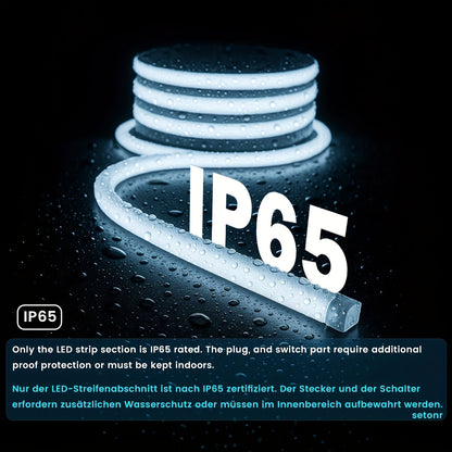 Striscia LED COB IP65 Flessibile 220V/230V, Bianco Caldo e Bianco Freddo, Neon LED in Silicone per Interni ed Esterni, Camera da Letto, Patio, Feste, Fai da Te e Decorazione Casa, per Insegne, Pareti, Bar, Illuminazione Festiva, 2m/20m/30m/50m