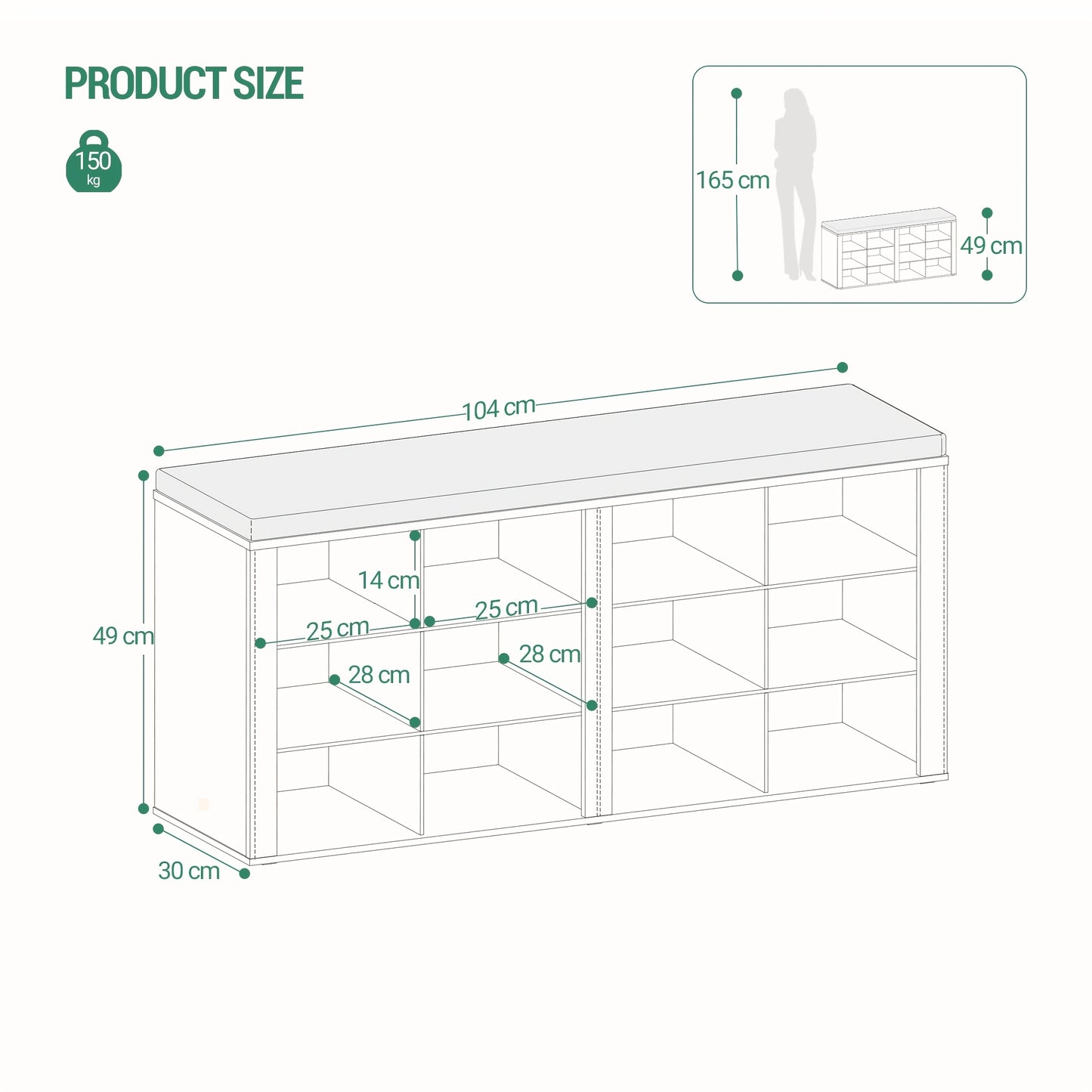 Panca Porta Scarpe, Scarpiera con Sedile, Panca con Contenitore, Cuscino, 12 Scomparti, per Soggiorno, Corridoio, Camera da Letto, Bianco-Grigio