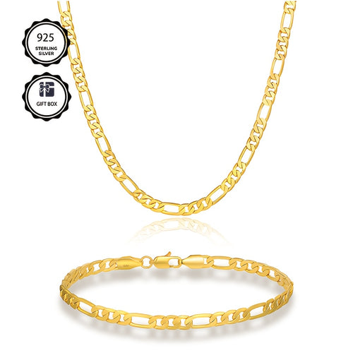 Set di gioielli da donna in argento 925, collana Figaro e bracciale, regalo per serate romantiche, San, Natale, festività, con confezione regalo inclusa