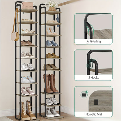 Scarpiera verticale, organizzatore per scarpe, torre portascarpe salvaspazio, autoportante, regolabile, 10 ripiani