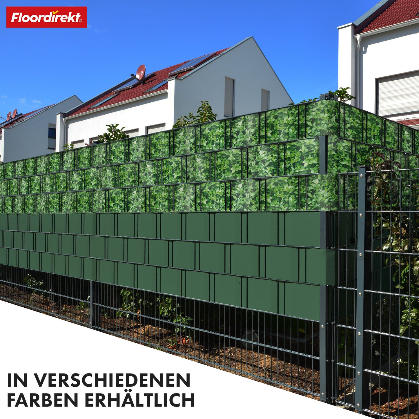 Striscia PVC per Privacy per Recinzione a Doppio Filo – Rotolo da 35m, Altezza 19cm, Include 20 Clip, Disponibile in 3 Colori e 4 Design