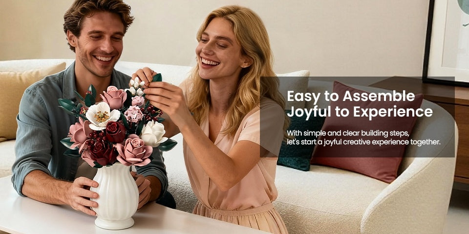 Regalo di San Rose Rosse, Rose Bianche, Bouquet di Rose Rosse, Fiori Artificiali che Non Sbiadiscono, Bouquet di Blocchi da Costruzione per Adulti, Adatto per Bouquet Nuziale di San
