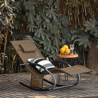 1 Pezzo Lettino Prendisole Lettino da Giardino Sdraio Relax Sedia a Dondolo da Esterno con Cuscino Poggiatesta Superficie Ergonomica Tessuto Resistente agli Agenti Atmosferici Struttura in Metallo Tasca Laterale Portata Massima 150 kg Terrazza Balcone Gia