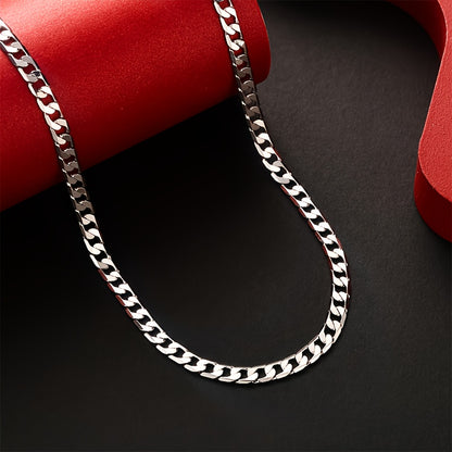 Magazzino Locale, Collana a Catena Cubana Argentata 925, Peso 15.5g/18.5g/20.6g, con Contenuto Argentato di 10g/12.3g/13.4g. Con un Design Elegante e Minimalista, Adatta per l'Uso Quotidiano, Include una Confezione Regalo di Lusso.