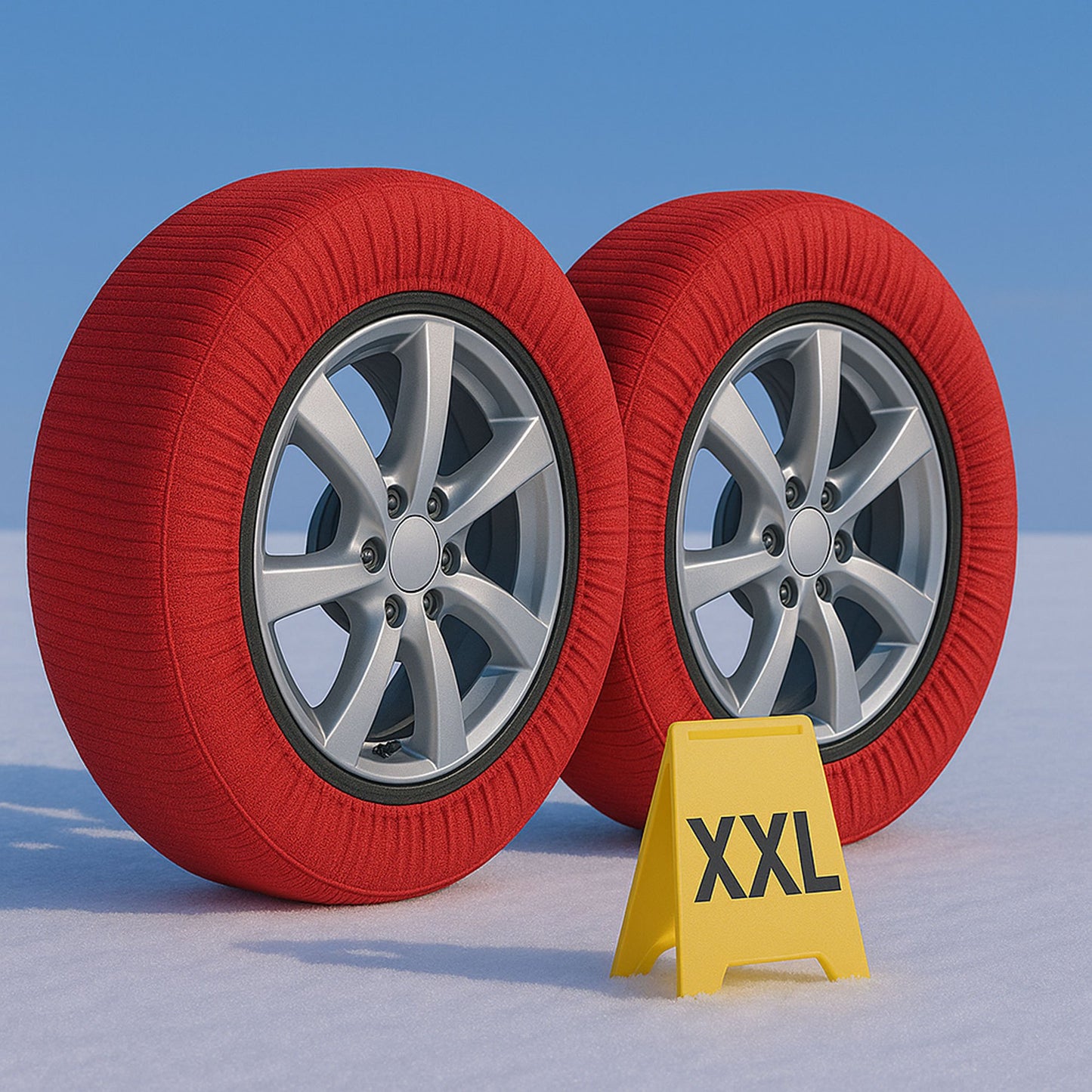 Calze da Neve Omologate Italia, Catene Da Neve Tessili Universale, Misure Disponibile XS,S,M,L,XL,XXL, Colore In Rosso, Bianco, Nero, Prodotto In EUROPA
