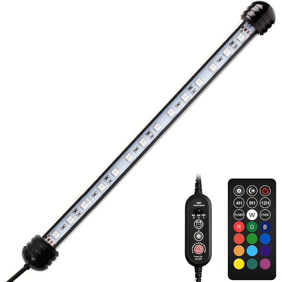 18-112Cm, Luce LED per Acquari, Illuminazione Subacquea, Luce Montabile, Lampada Copertura, Spina EU per Acquario con Telecomando, Cambio Colore RGB, Rosso/Verde/Blu, Senza Batteria