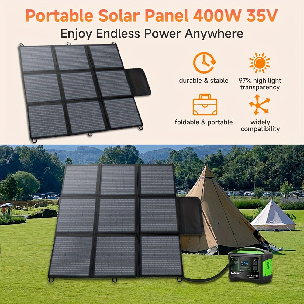 LVYUAN Pannello Solare Portatile da 120W/200W/300W/400W, Coperta Solare Piegevole, Pannello Solare Monocristallino ad Alta Potenza, Efficienza delle Celle Solari Fino al 22.5%, Adatto per Stazione di Alimentazione Avventura all'Aperto Barca Campeggio Gene
