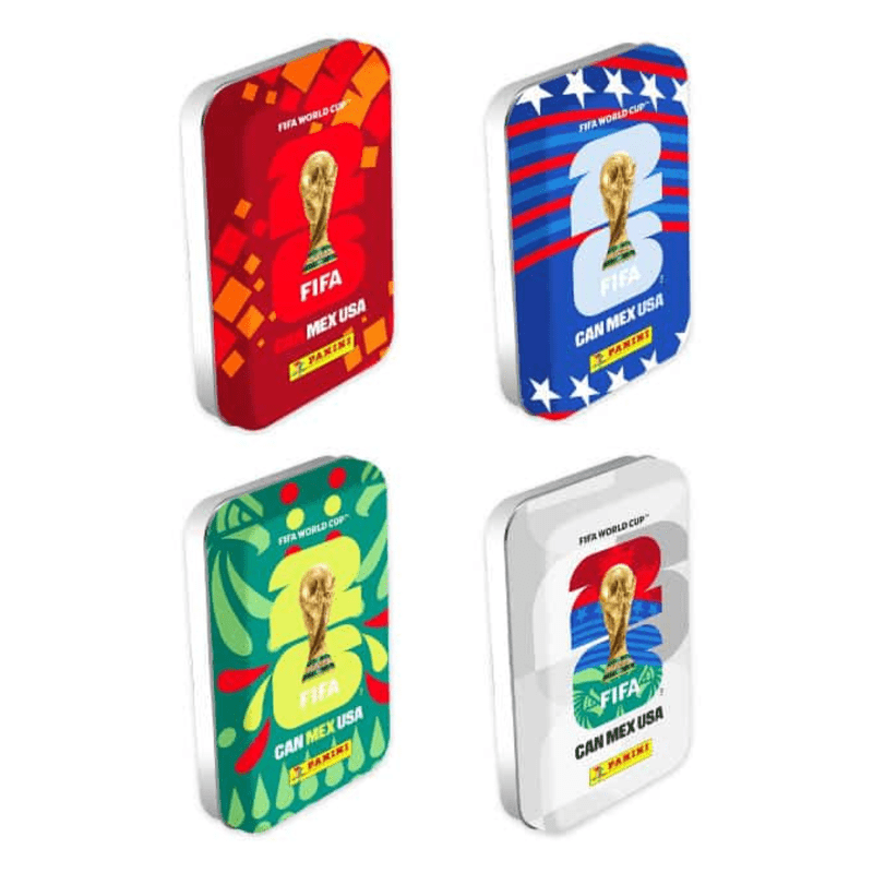 Scatola di latta con tasche per adesivi FIFA World Cup 2026 – Scatola di metallo con 8 tasche per adesivi