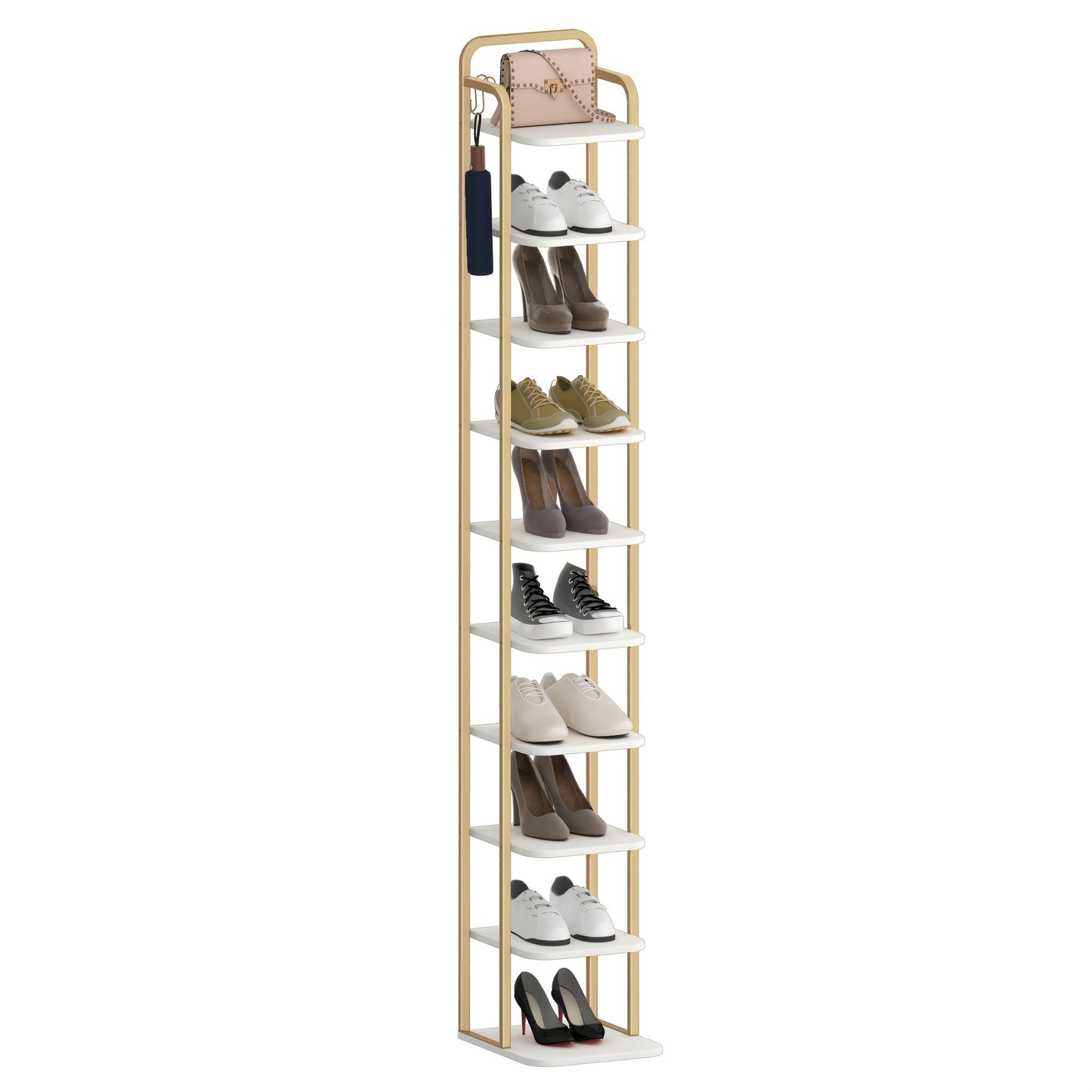 Scarpiera verticale, organizzatore per scarpe, torre portascarpe salvaspazio, autoportante, regolabile, 10 ripiani