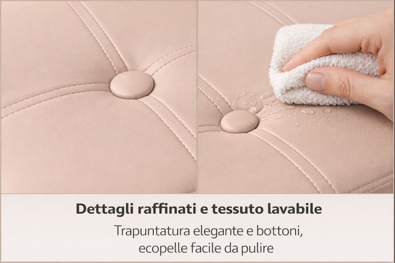 Cecaro Group Pouf Cubo Contenitore in Ecopelle Cecaro Group – 38x38 cm – Seduta Imbottita con Baule Salvaspazio – Trapuntato con Bottoni – Vari Colori