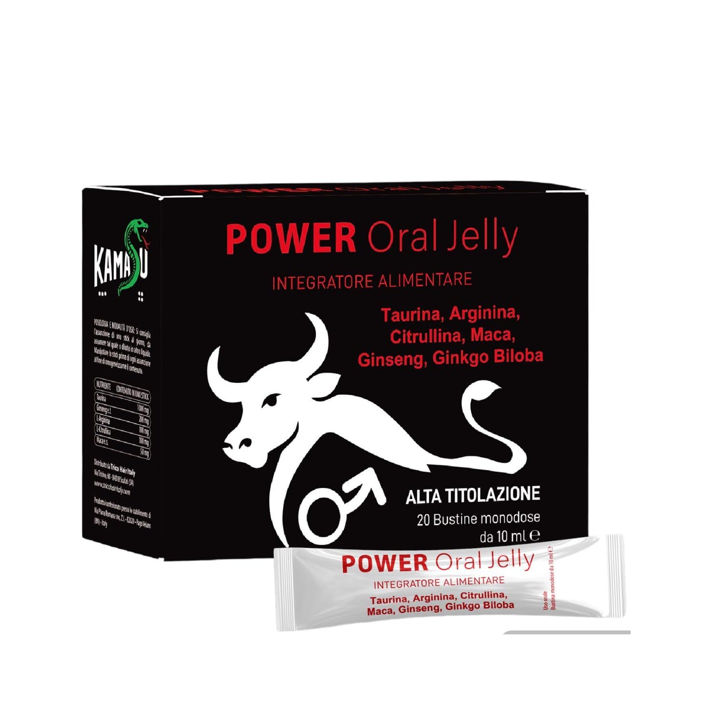 Integratore alimentare per uomo con maca peruviana, ginseng, ginkgo biloba, arginina, citrullina e taurina
