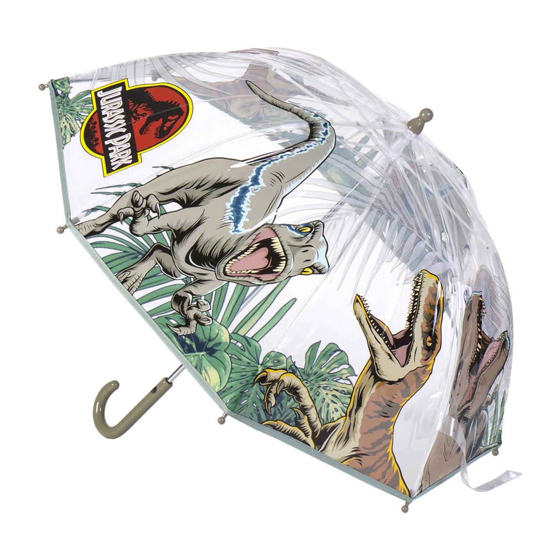 JURASSIC WORLD - Ombrello da Pioggia Trasparente e Multicolore unisex a campana per bambini DINOSAURI T-REX