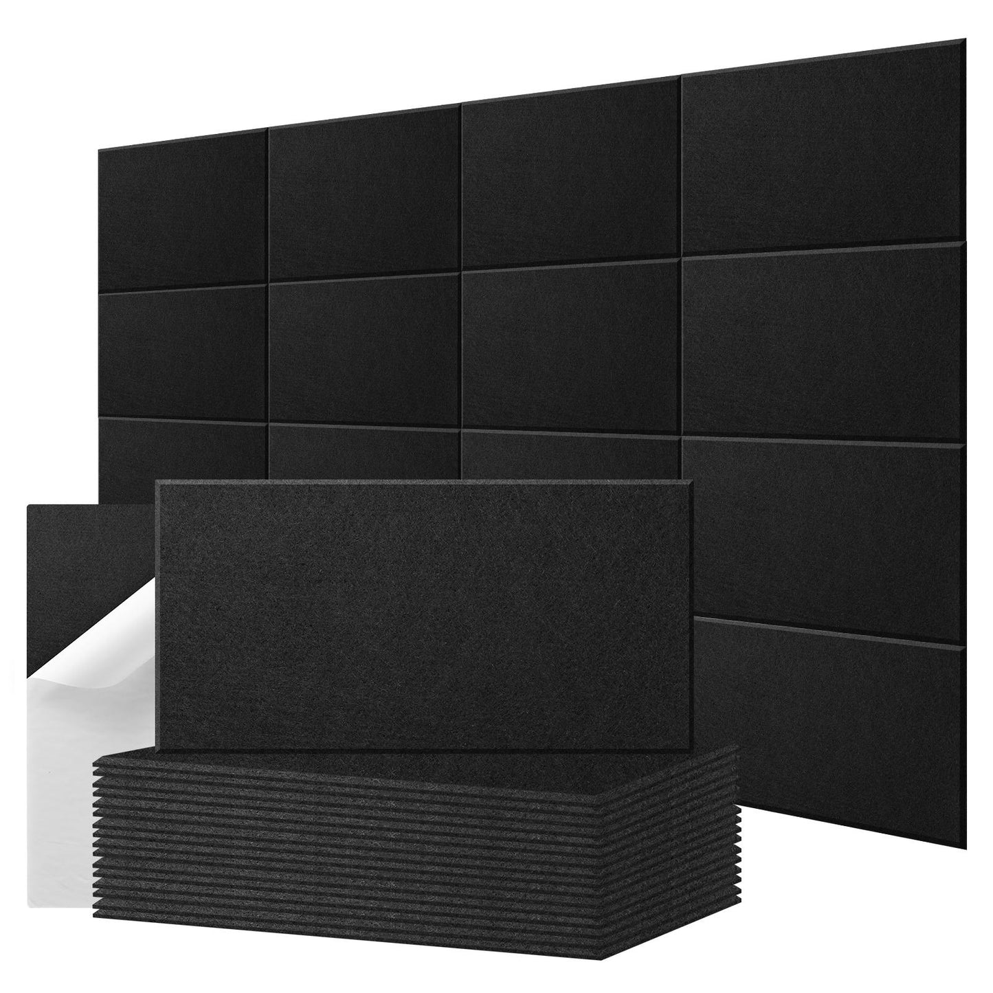 Pannelli acustici autoadesivi da 16 pezzi, pannelli fonoassorbenti autoadesivi, pannelli fonoassorbenti per studio di registrazione, alta densità 400 kg/m³, adatti per studi di registrazione, bar, KTV, 60 cm x 30 cm x 0,9 cm