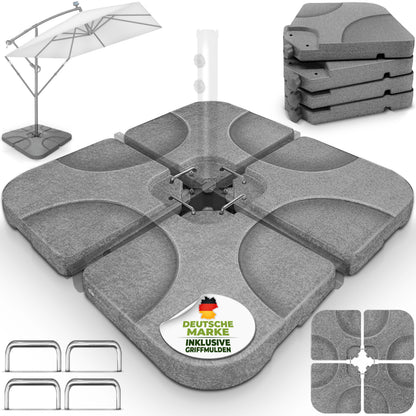 Tillvex® Supporti per Ombrelloni da Sole 60 Litri / 80 Kg - 4 Parti per Ombrellone con Semaforo Incluse Connettori in Metallo | Peso Ombrellone Riempibile con Acqua o Sabbia | Supporto per Ombrellone Resistente alle Intemperie per Balcone Esterno, Terrazz