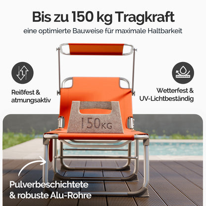 CASARIA® Set da 2 pezzi Lettino prendisole pieghevole in alluminio con cappelliera e tasca laterale, capacità di carico 150 kg, sedia sdraio da giardino resistente alle intemperie
