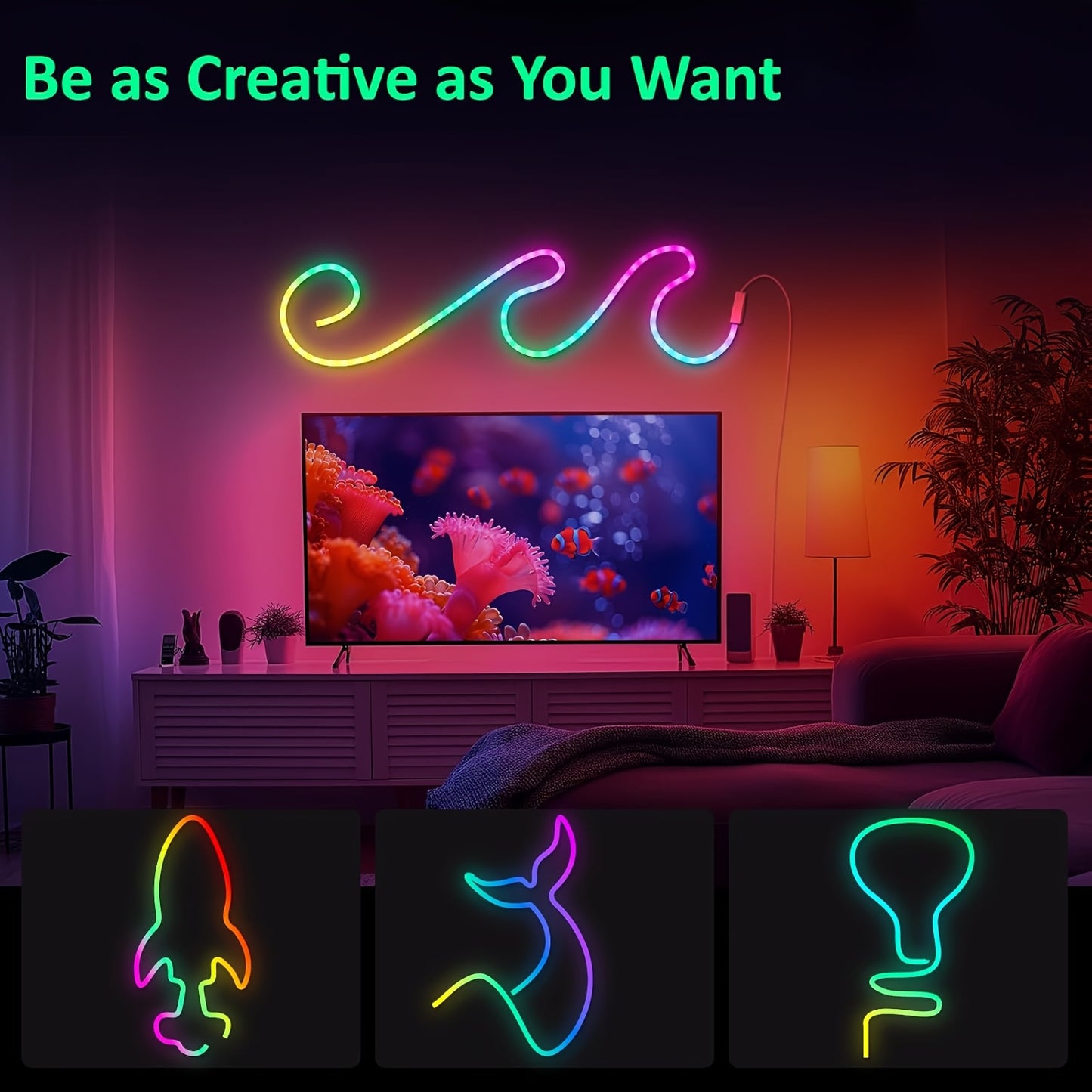 30m/20m/15m/10m/5m Striscia LED RGB Neon con Sincronizzazione Musicale, Striscia Luminosa Flessibile 24V con App e Telecomando, Striscia Luminosa Esterna IP"67", Ideale per Camera da Letto, Stanza e Decorazioni Esterne