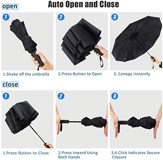 Ombrello Automatico Compatto da Viaggio a Doppia Apertura con 10 Stecche, Ombrello Resistente, Ombrello Auto Rinforzato e Ingrandito, Ombrello di Protezione da Viaggio con Barra di Sicurezza, Design Alla Moda in Diversi Colori, Ombrello di Alta Gamma Adat