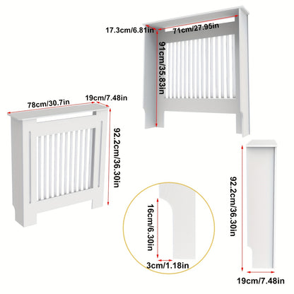 Pannello copriradiatore extra alto 92 cm/27" - Autoportante - Adatto per radiatori orizzontali/verticali, pannello con porta, ripiano e barriera con vano portaoggetti, unità da assemblare