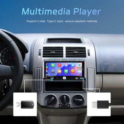 NHOPEEW 1 DIN 17.53cm Schermo HD Monitor IPS 2.5D Lettore MP5 Universale per Auto con Carplay Wireless & per Android auto Mirror Link Ricevitore Radio FM/ RDS Supporto TF/ USB Telecamera Posteriore (Opzionale)