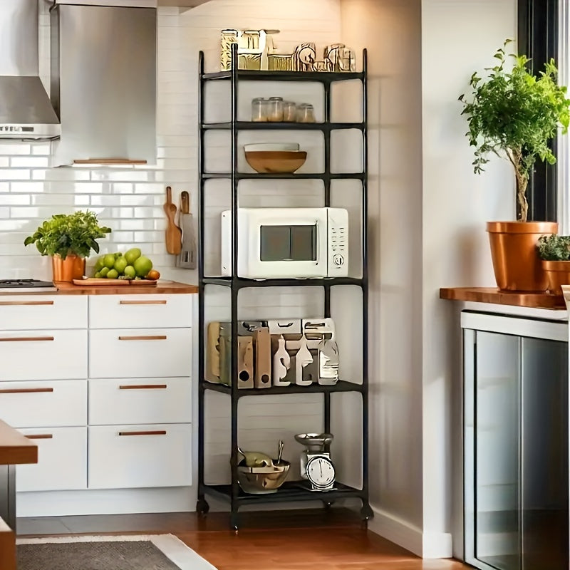 Carrello portaoggetti regolabile su ruote con 6 ripiani, dotato di ruote e ganci - Adatto per cucina, camera da letto, bagno, scaffalatura multifunzionale - Salvaspazio, scaffalatura multifunzionale | Design a scaffalatura aperta | Opzioni di archiviazion