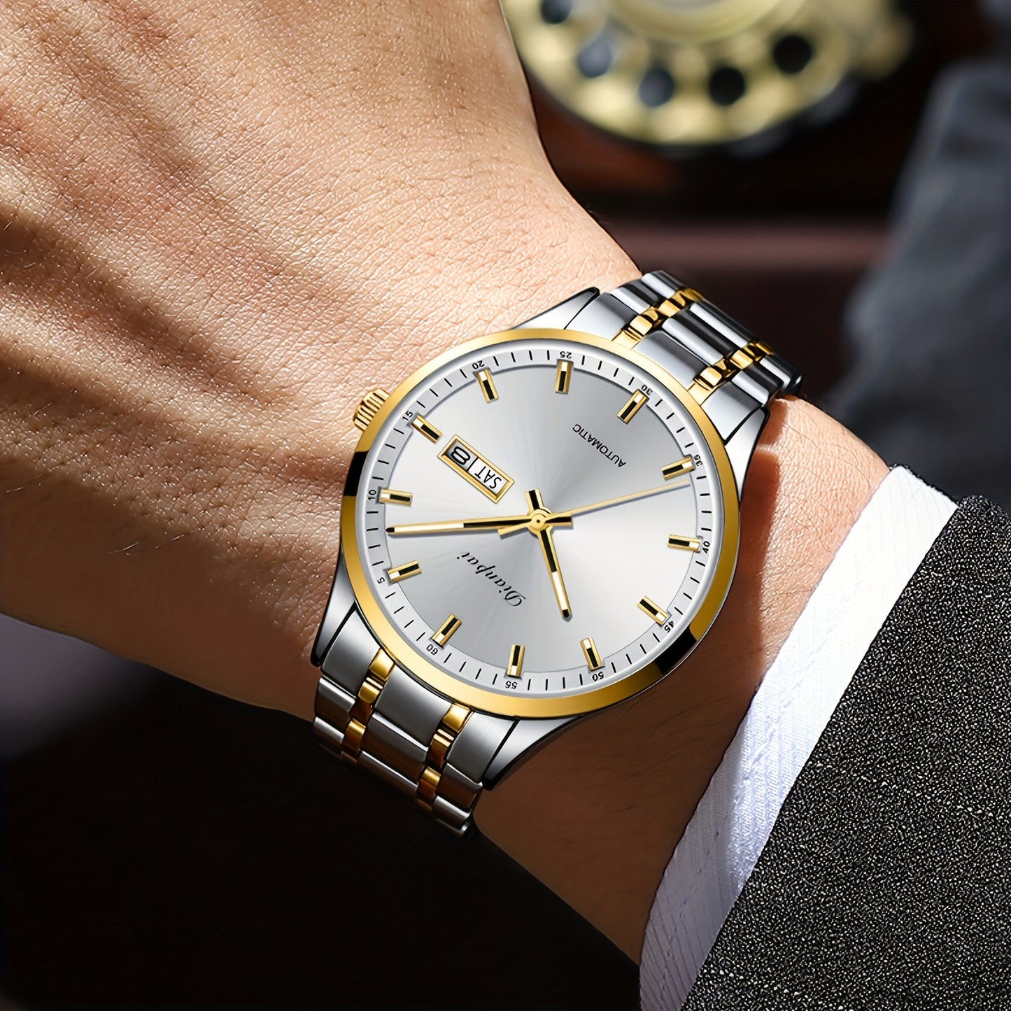 Dianpai Orologio meccanico automatico da donna, sofisticato ed elegante, con un design sportivo casual e alla moda, perfetto come regalo di compleanno