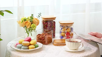 Magonia, 3pz/6pz Barattoli in Vetro per Conservazione Alimenti, Contenitori Ermetici in Vetro Trasparente con Coperchio, Barattoli per Spezie, Tè in Fiori, Caffè e Zucchero, Barattoli Ermetici da Cucina 24oz/51oz/73oz