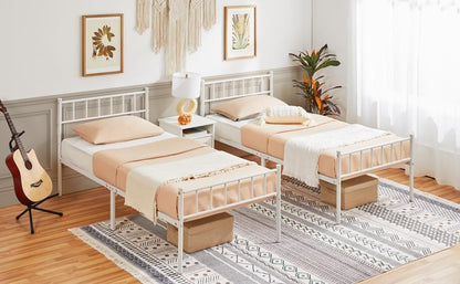 Costoffs Struttura Letto Moderno in Metallo con Testiera e Pediera con Spazio di Archiviazione per Appartamento Camera da Letto