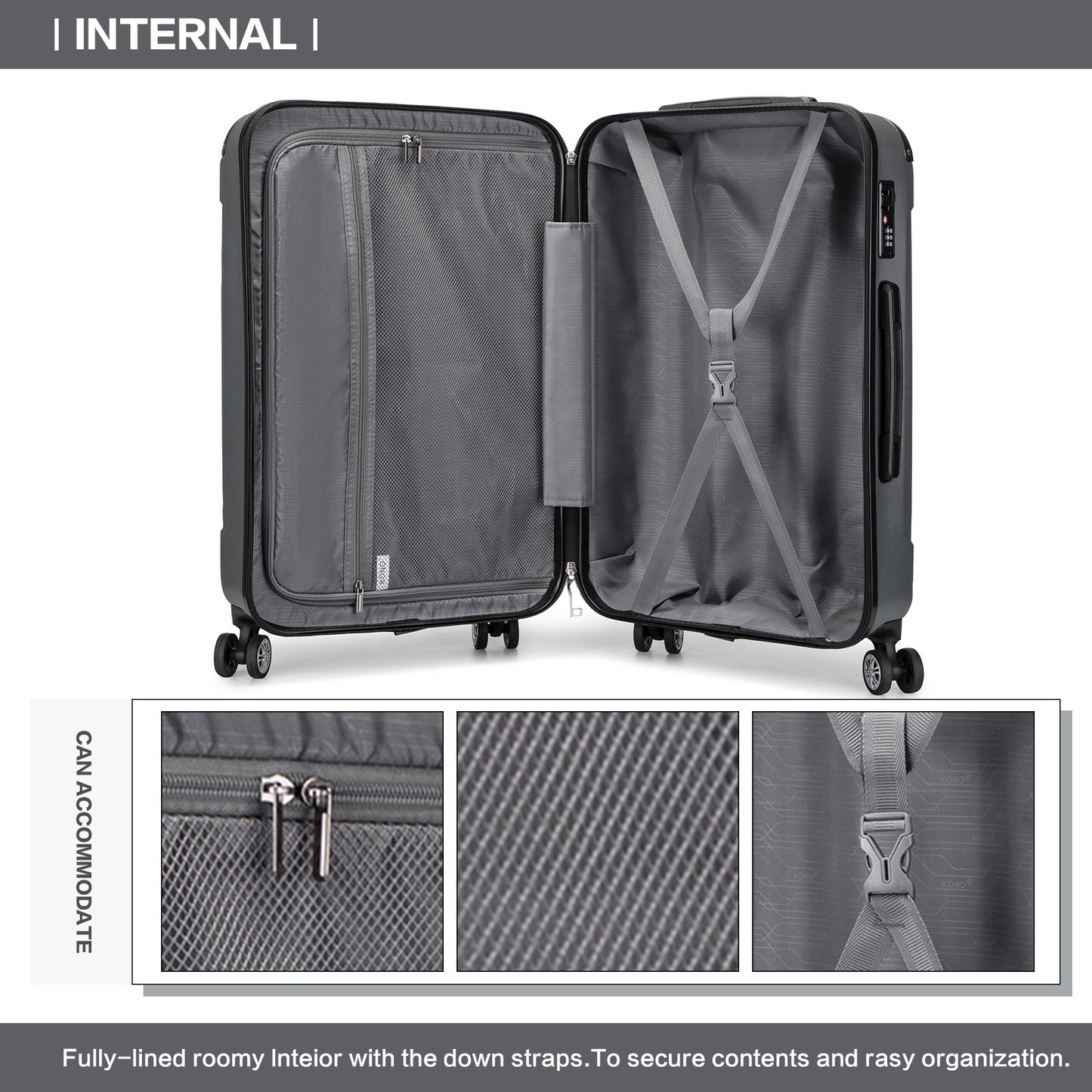 Valigia da imbarco 55x35x20cm a guscio rigido in ABS con trolley da viaggio, bagaglio a mano da cabina, 33L, regalo per Black Friday, Giorno del Ringraziamento, Natale