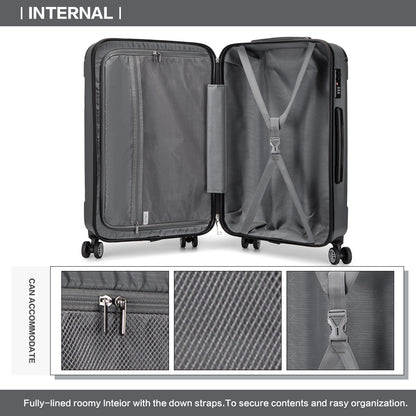 Valigia da imbarco 55x35x20cm a guscio rigido in ABS con trolley da viaggio, bagaglio a mano da cabina, 33L, regalo per Black Friday, Giorno del Ringraziamento, Natale