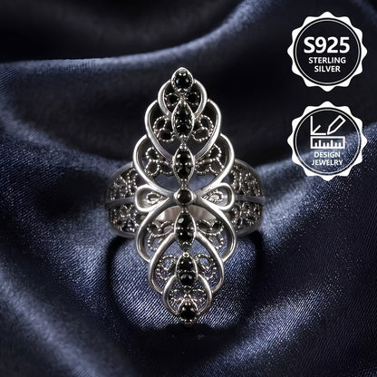 Anello da donna alla moda squisito PM:A25 in argento sterling 925, elegante e alla moda, intarsiato con Zirconia sintetica, un anello di gioielleria da donna di alto valore, adatto per vacanze, viaggi e uso quotidiano, il regalo commemorativo perfetto per
