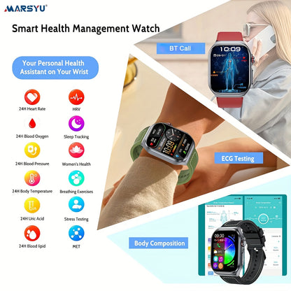 Smartwatch 2026 Nuovo: Display AMOLED Grande da 5,18 cm, Batteria a Lunga Durata da 530 mAh, Chiamata BT 5.3, Modalità Multi-Sport, Assistente Vocale, SOS, Monitoraggio Mestruale, Previsioni Meteo, Orologio Fitness per Android & IOS, Regalo Ideale per la