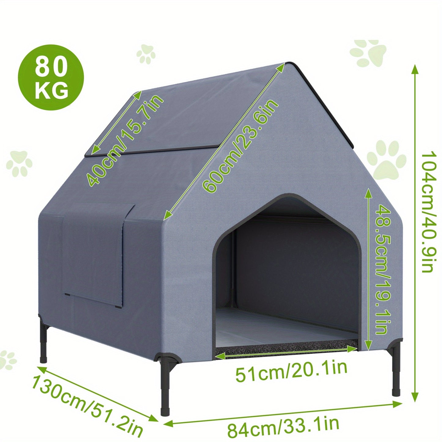 Casina per Cani Grigia con Porta e Finestra, Adatta per Uso Interno/Esterno