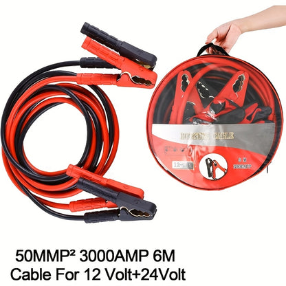 4M/6M, Cavo di Avviamento Auto, Booster di Avviamento di Emergenza per Auto per Jump Start, con Borsa di Stoccaggio, Adatto per Auto, SUV, Camion e Camper, Senza Batteria