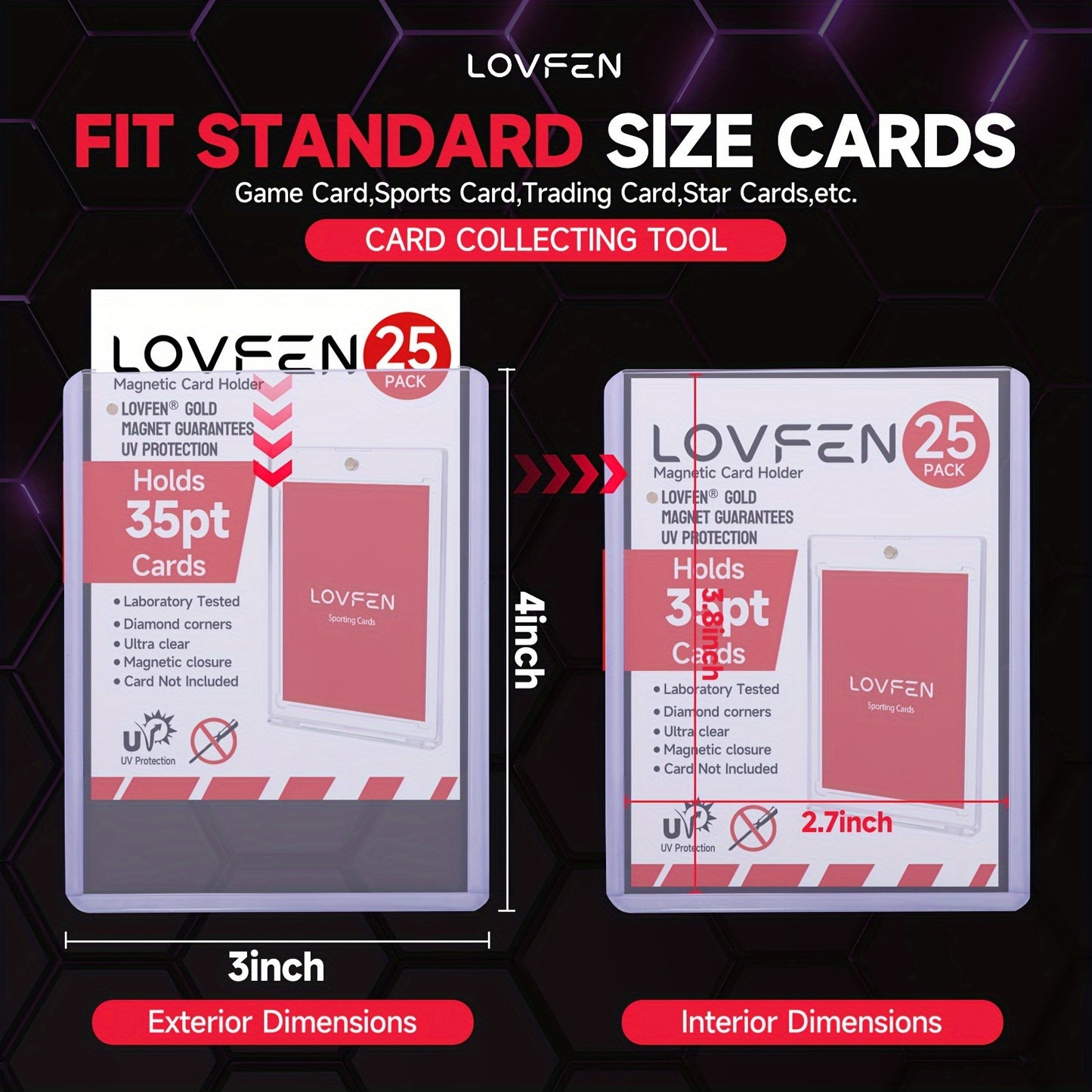 LOVFEN - 35pt Top Load per Carte - Confezione da 500 (20x25 Pacchi) - Misura Standard 7,62x10,16 cm - Proteggi le Tue Carte da Baseball e Sportive con Queste Custodie Protettive in Plastica Trasparente e Rigida