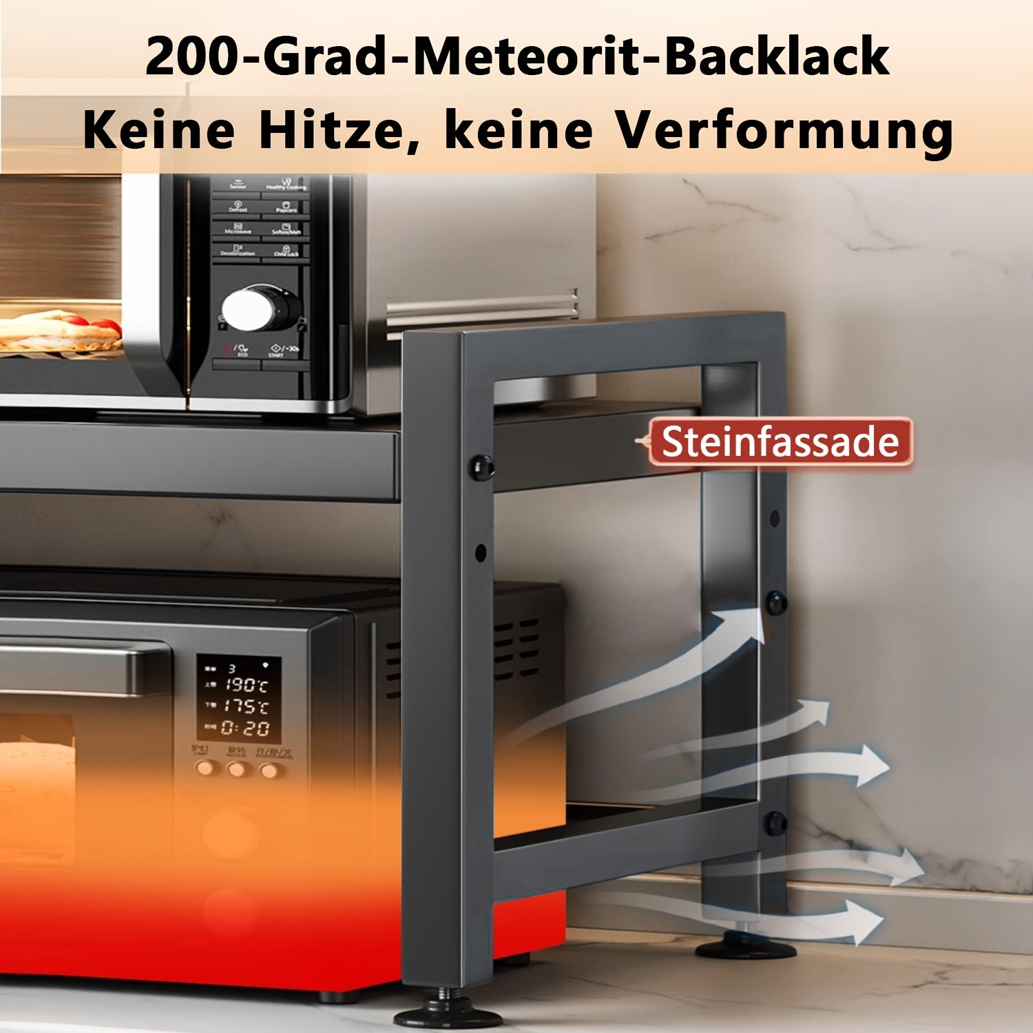 1- Scaffale per Microonde, Scaffale Espandibile per Microonde da Banco per Riporre Utensili da Cucina e Stoviglie, Scaffale per Microonde in Acciaio al Carbonio Espandibile, Scaffale per Microonde Espandibile 40-65cm, Altezza Regolabile 32-42cm