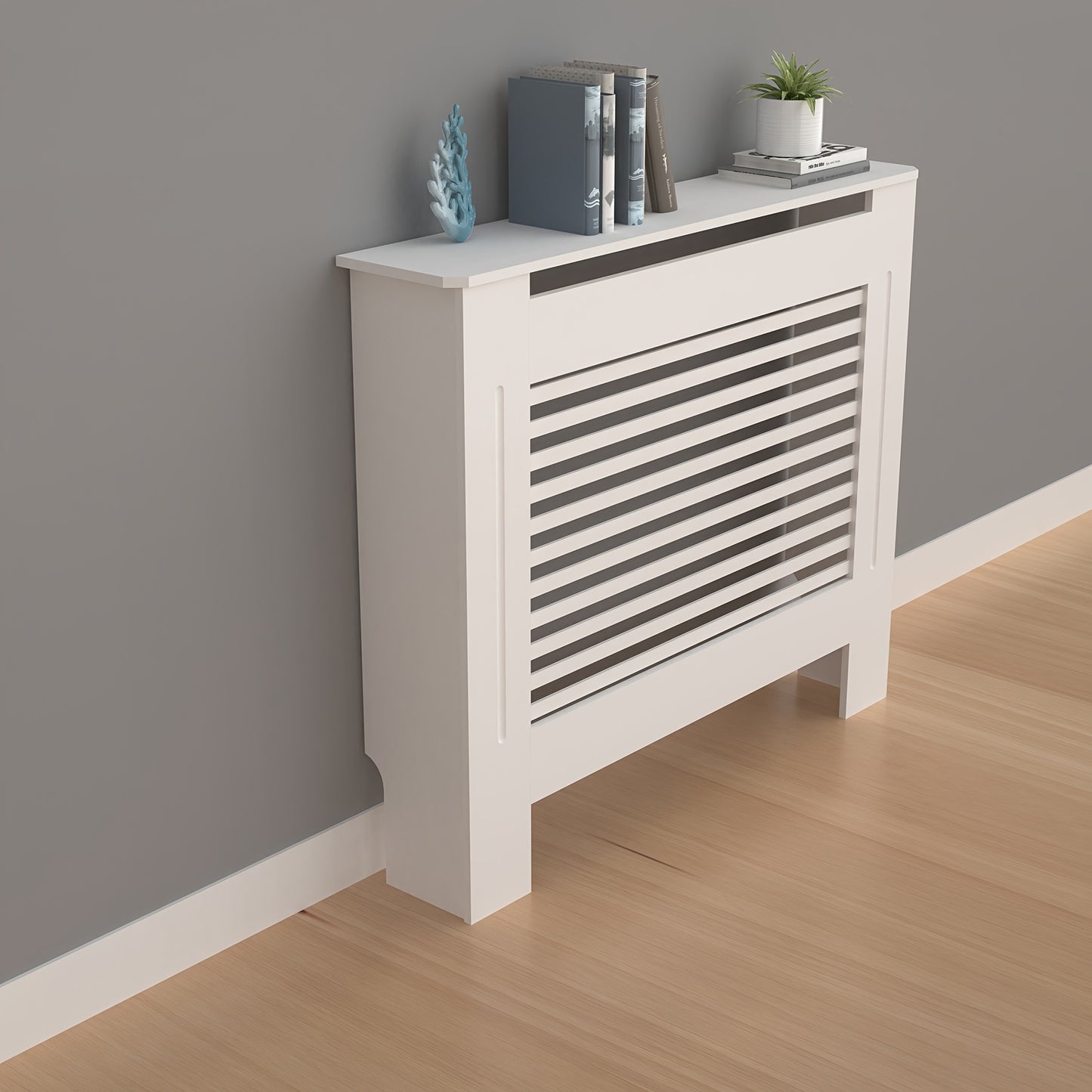 Copertura Radiatore Alta Mobile in Legno Altezza Interna 100Cm Coperture Riscaldatore Bianche Scolli Moderni Scaffale Radiatore Alto MDF Spesso Mobile in Legno Cucina Camera da Letto per Soggiorno